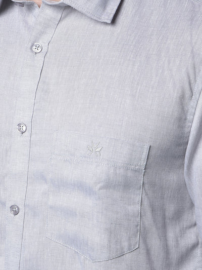 Grey Linen Shirt-Men Shirts-Crimsoune Club