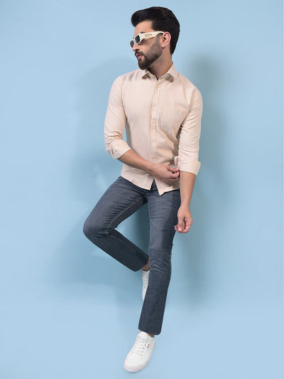 Men's Yellow Cotton Shirt-Men Shirts-Crimsoune Club