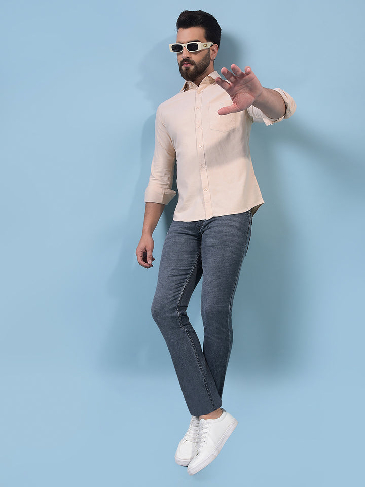 Men's Yellow Cotton Shirt-Men Shirts-Crimsoune Club