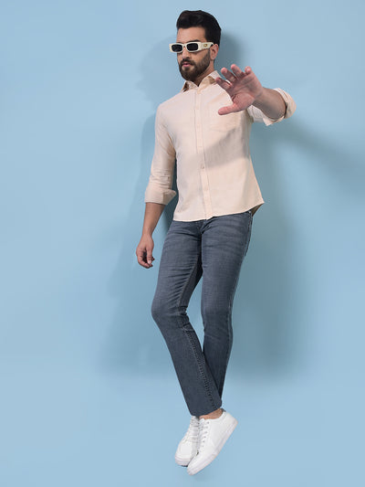 Men's Yellow Cotton Shirt-Men Shirts-Crimsoune Club