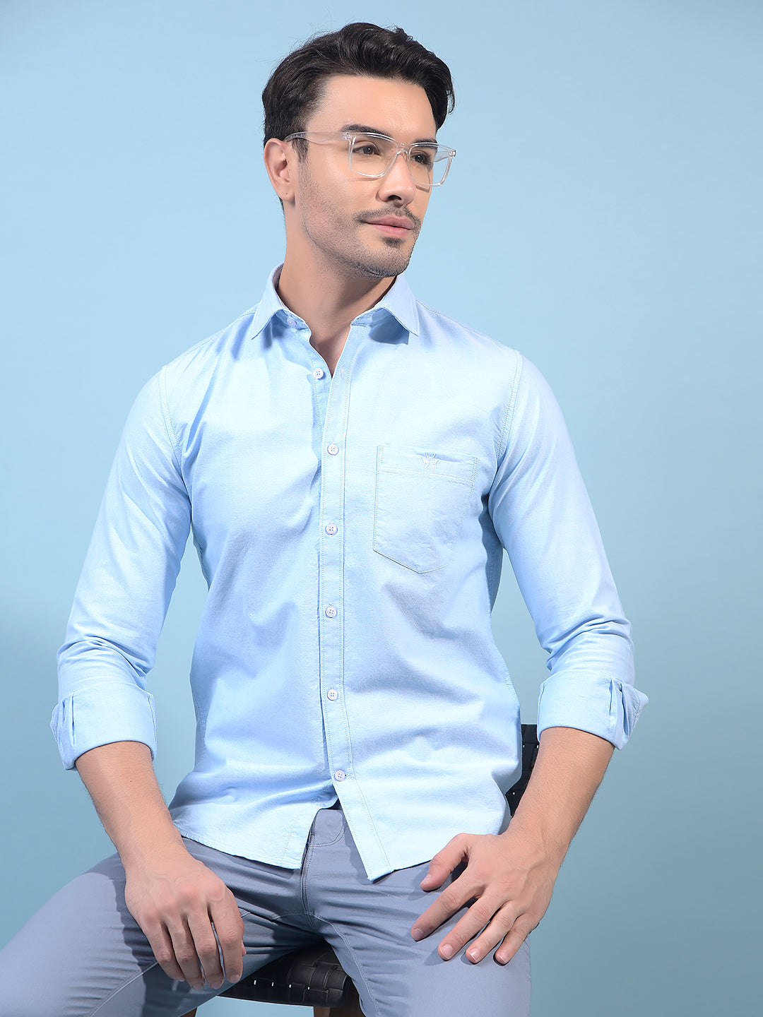 Men's Blue Shirt-Men Shirts-Crimsoune Club