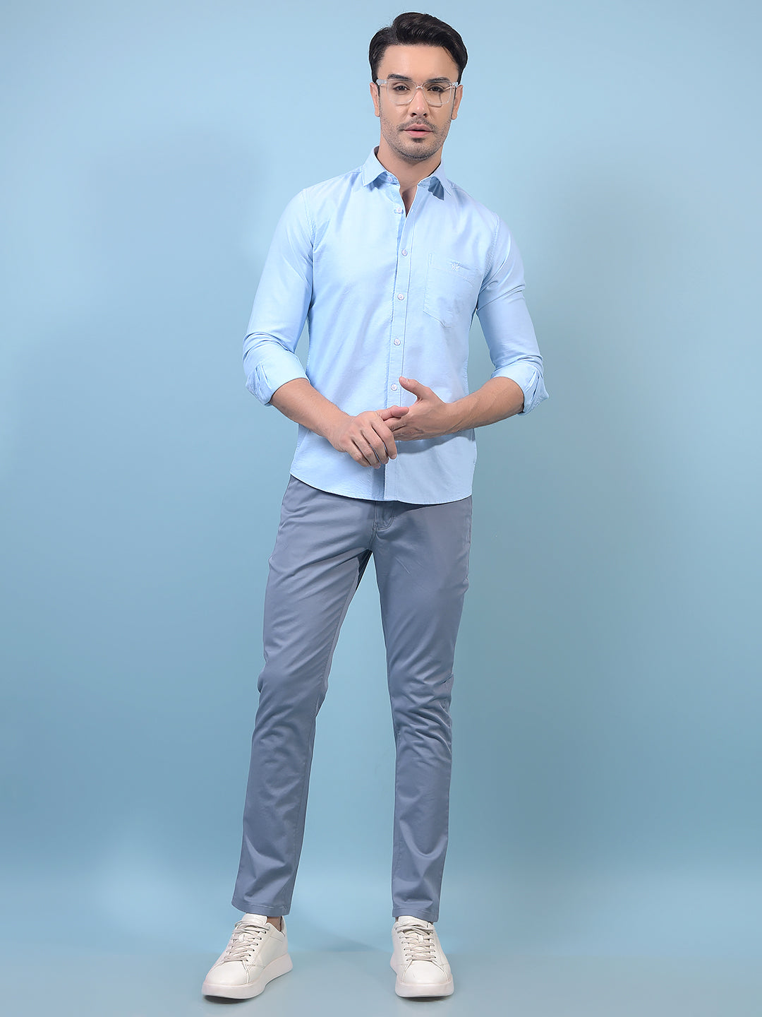 Men's Blue Shirt-Men Shirts-Crimsoune Club