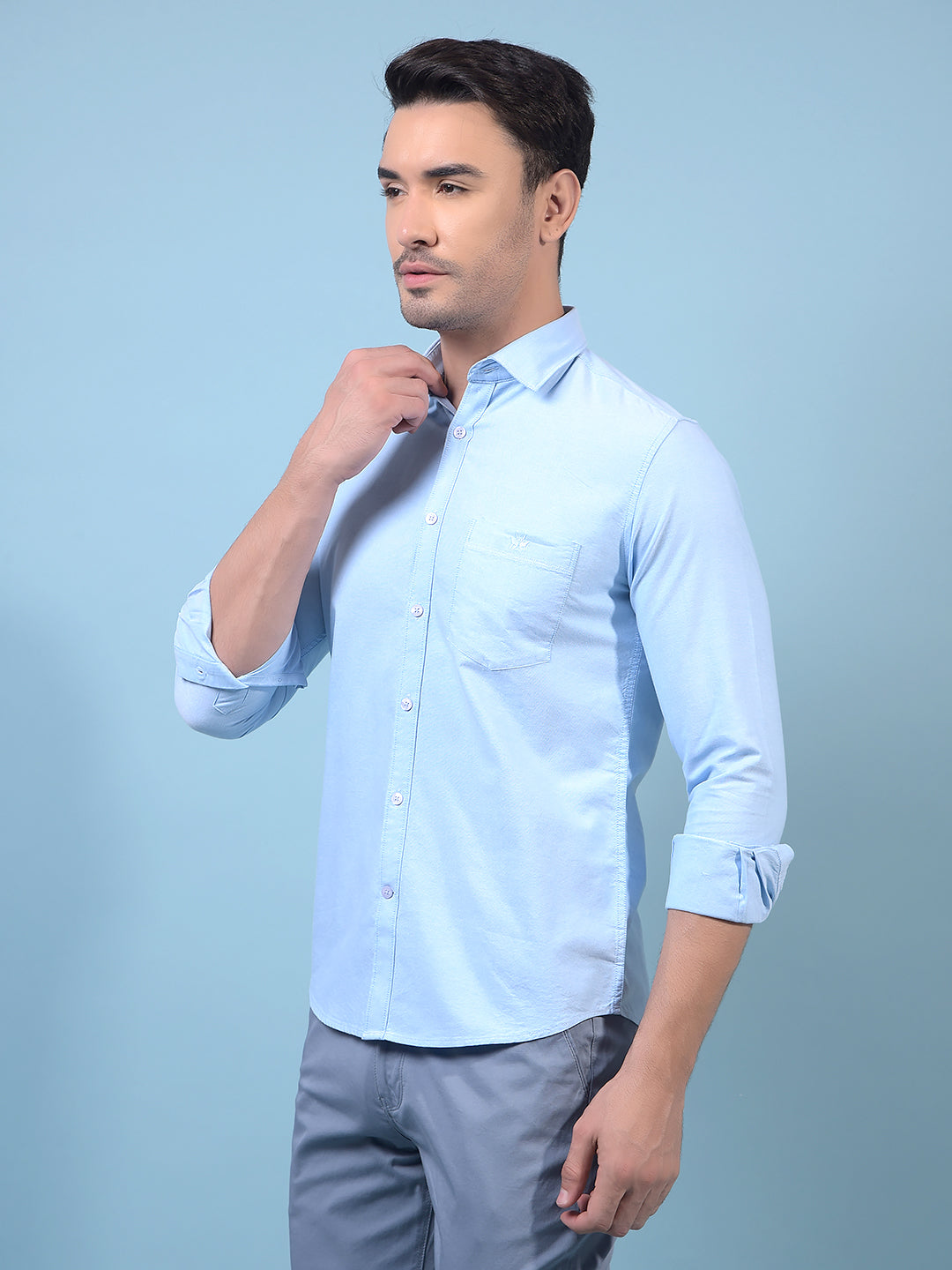 Men's Blue Shirt-Men Shirts-Crimsoune Club