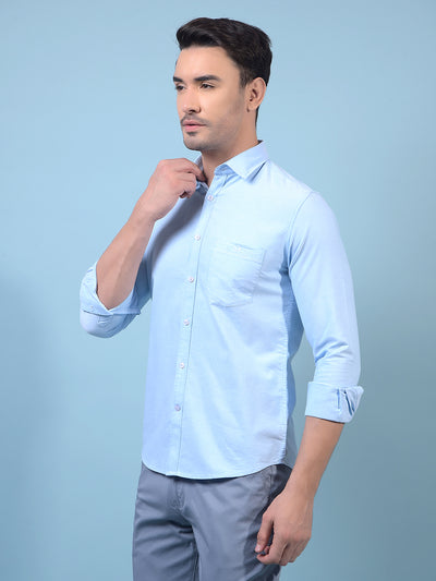 Men's Blue Shirt-Men Shirts-Crimsoune Club