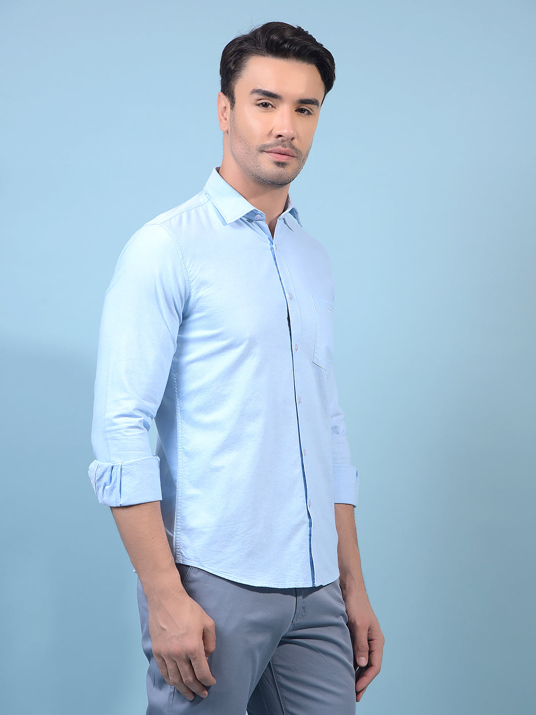Men's Blue Shirt-Men Shirts-Crimsoune Club