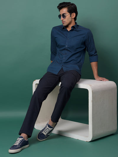 Classic Blue Shirt-Men Shirts-Crimsoune Club
