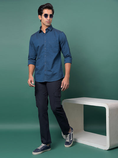 Classic Blue Shirt-Men Shirts-Crimsoune Club