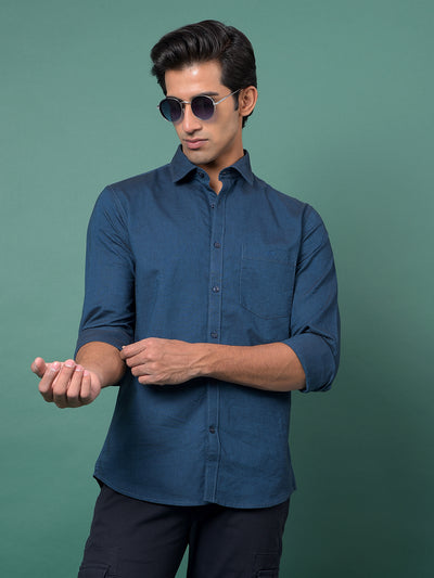 Classic Blue Shirt-Men Shirts-Crimsoune Club