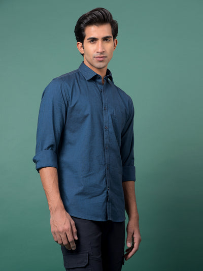 Classic Blue Shirt-Men Shirts-Crimsoune Club
