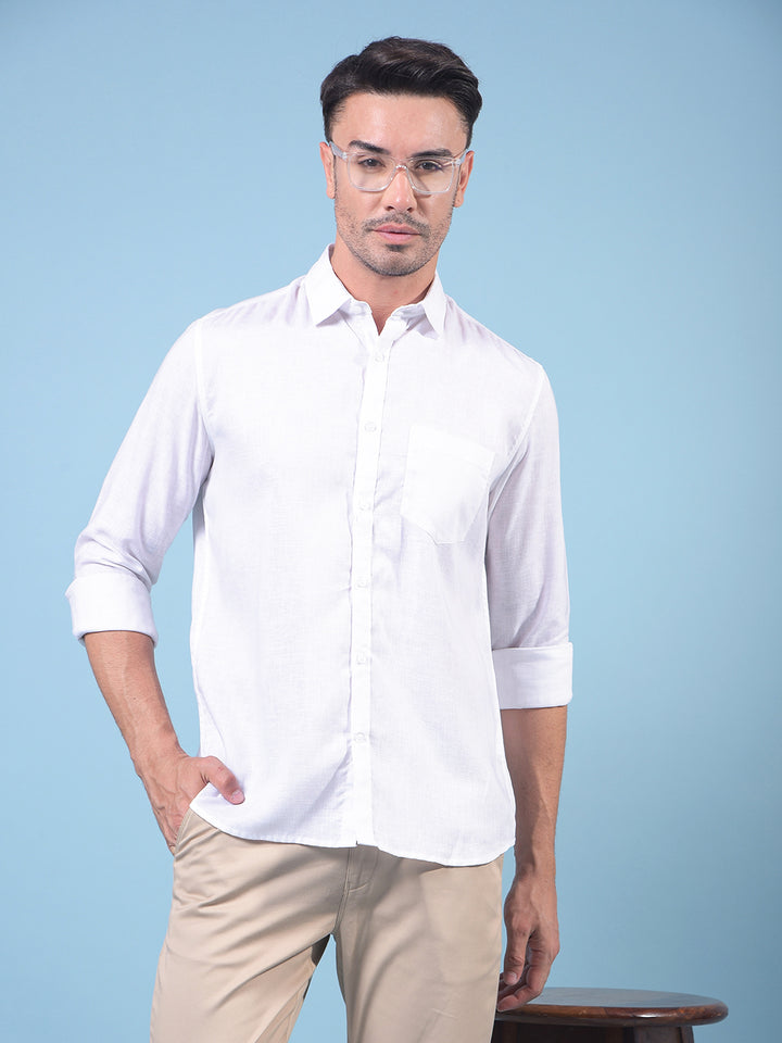 White Linen Shirt-Men Shirts-Crimsoune Club
