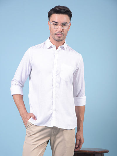 White Linen Shirt-Men Shirts-Crimsoune Club
