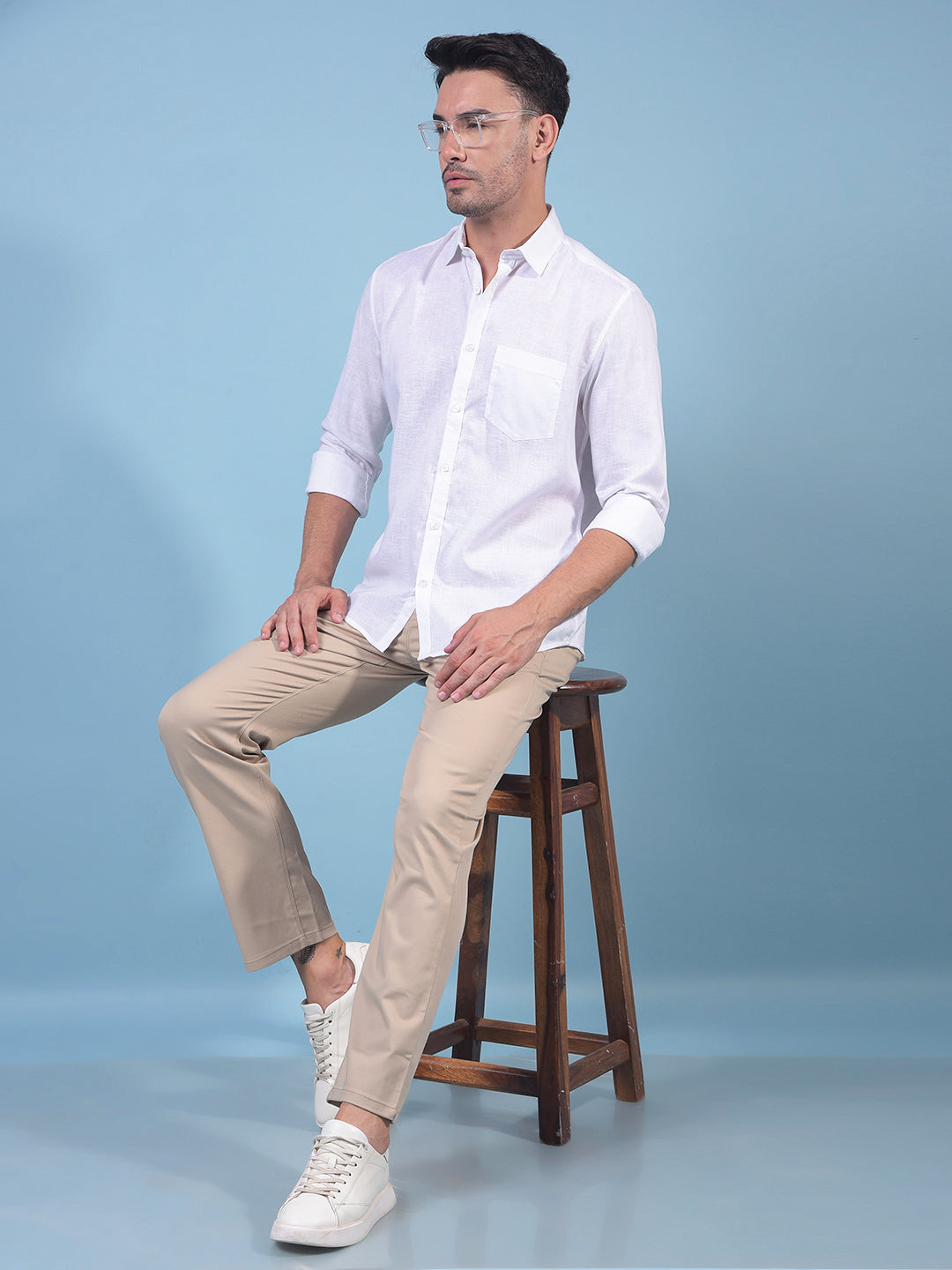 White Linen Shirt-Men Shirts-Crimsoune Club