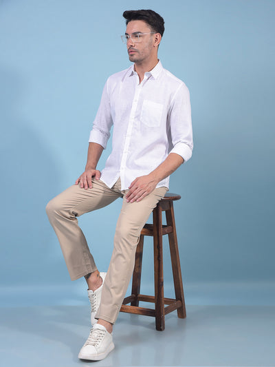 White Linen Shirt-Men Shirts-Crimsoune Club