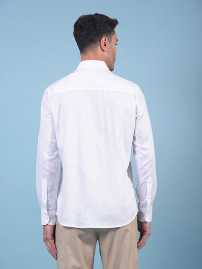 White Linen Shirt-Men Shirts-Crimsoune Club
