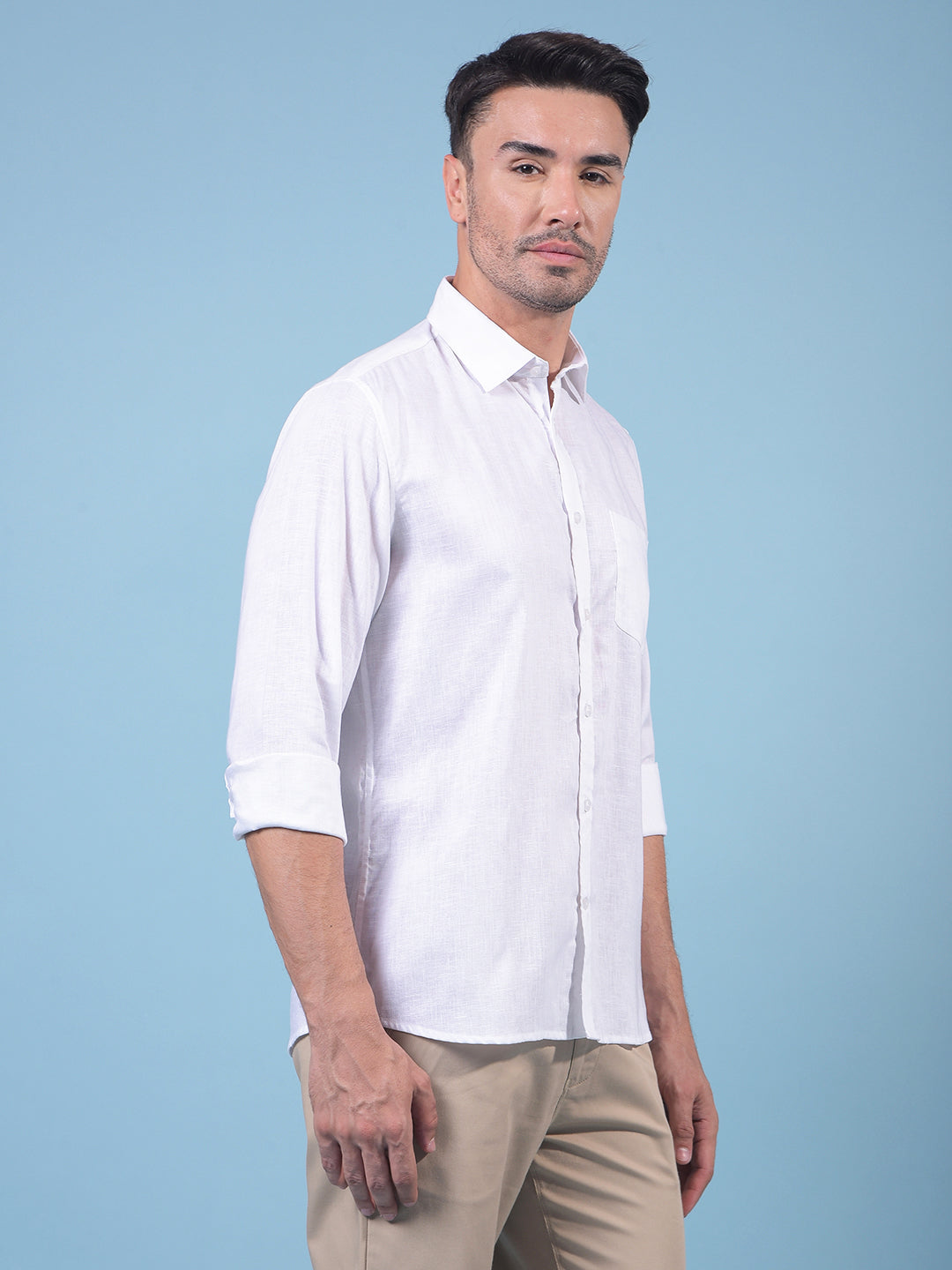 White Linen Shirt-Men Shirts-Crimsoune Club