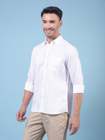 White Linen Shirt-Men Shirts-Crimsoune Club
