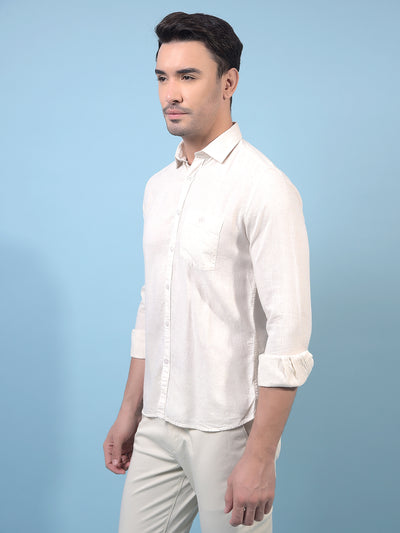 Men's Beige Linen Shirt-Men Shirts-Crimsoune Club