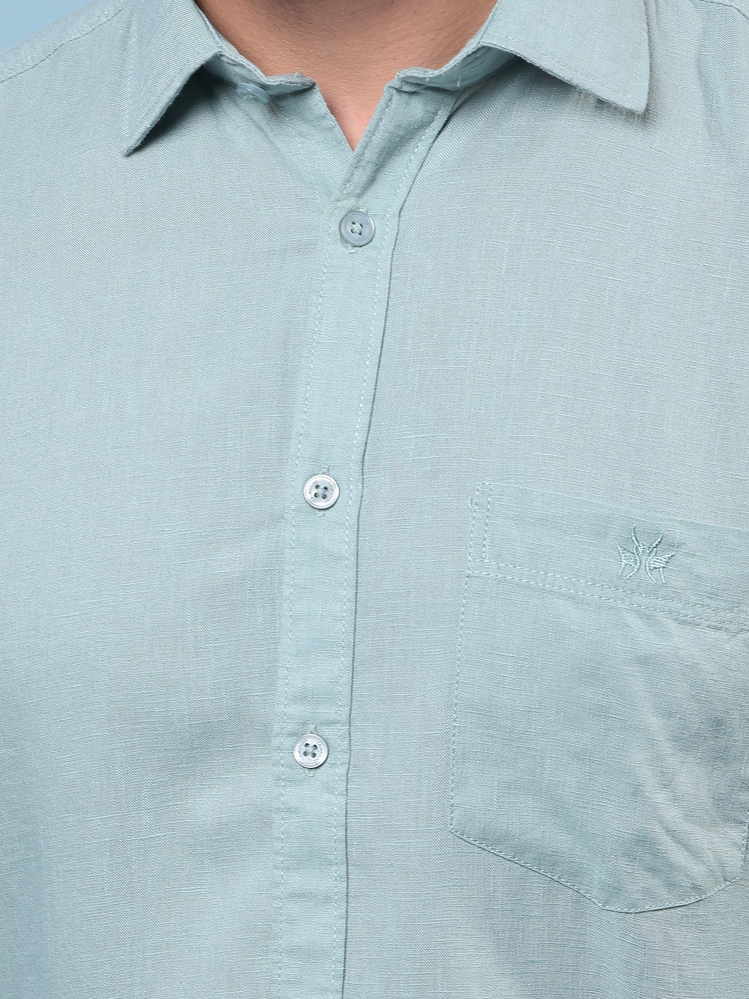 Men's Green Linen Shirt-Men Shirts-Crimsoune Club