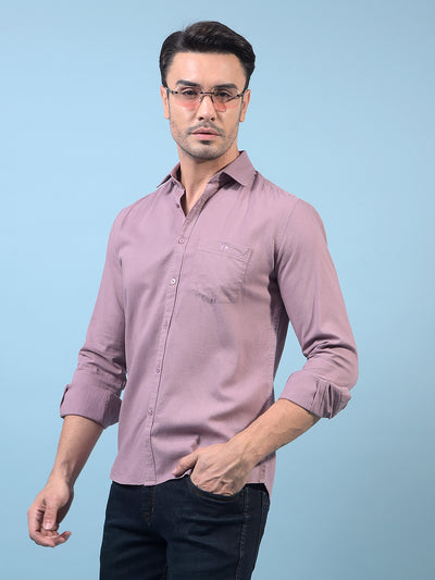 Men's Purple Linen Shirt-Men Shirts-Crimsoune Club