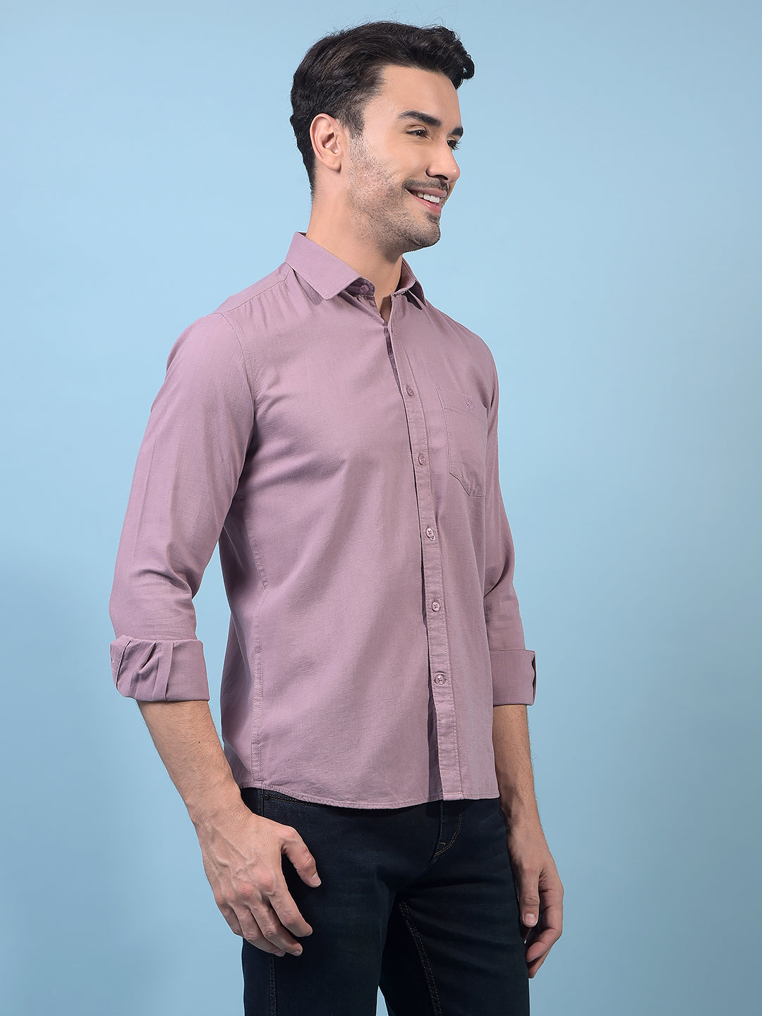 Men's Purple Linen Shirt-Men Shirts-Crimsoune Club
