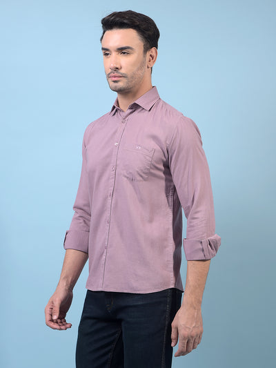 Men's Purple Linen Shirt-Men Shirts-Crimsoune Club