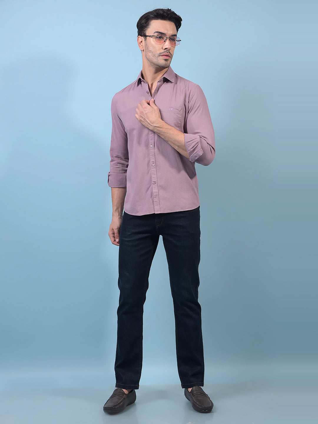 Men's Purple Linen Shirt-Men Shirts-Crimsoune Club