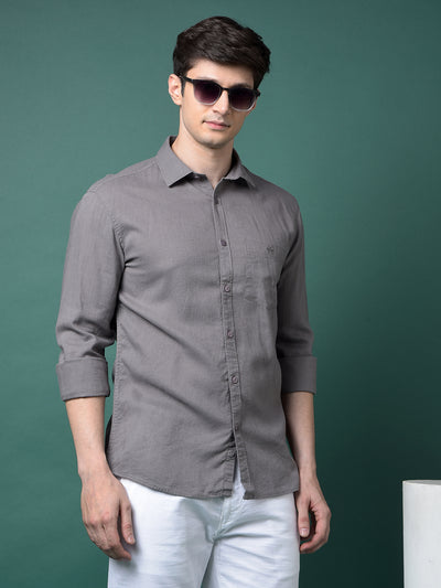 Grey Linen Shirt-Men Shirts-Crimsoune Club