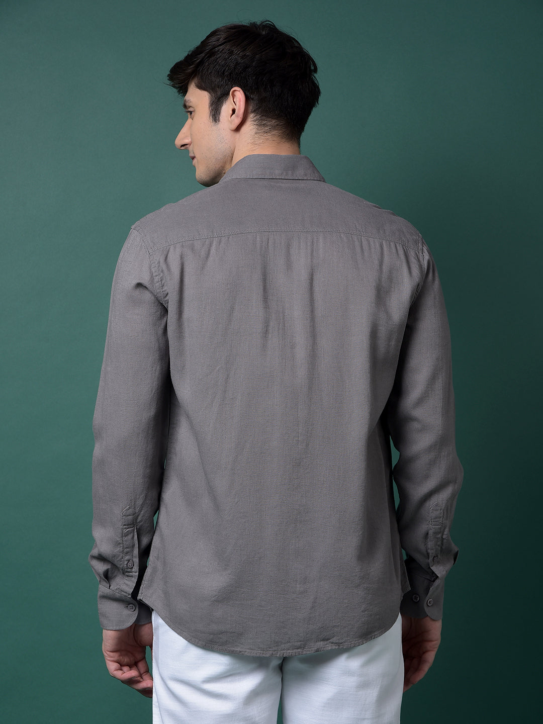 Grey Linen Shirt-Men Shirts-Crimsoune Club