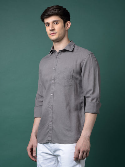 Grey Linen Shirt-Men Shirts-Crimsoune Club
