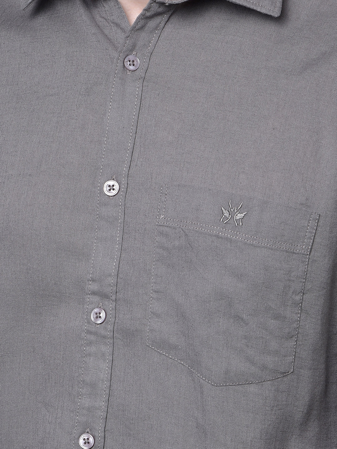 Grey Linen Shirt-Men Shirts-Crimsoune Club
