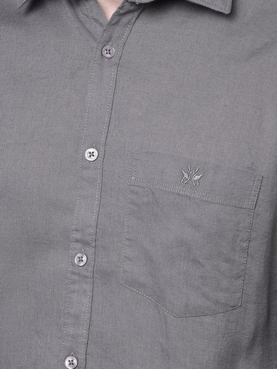 Grey Linen Shirt-Men Shirts-Crimsoune Club