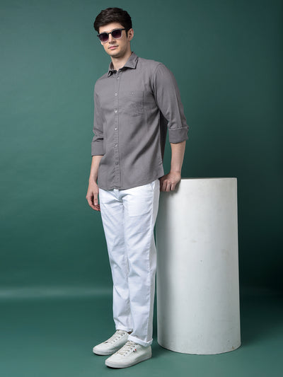 Grey Linen Shirt-Men Shirts-Crimsoune Club