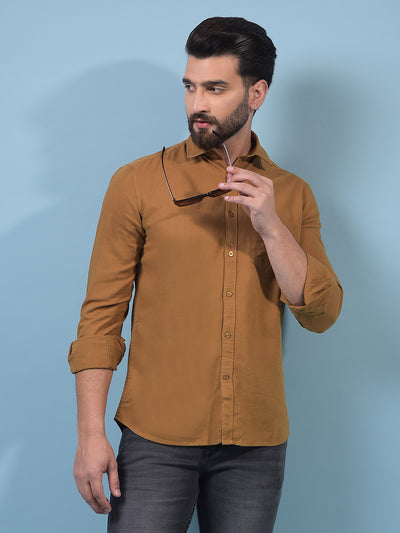 Men's Brown Linen Shirt-Men Shirts-Crimsoune Club
