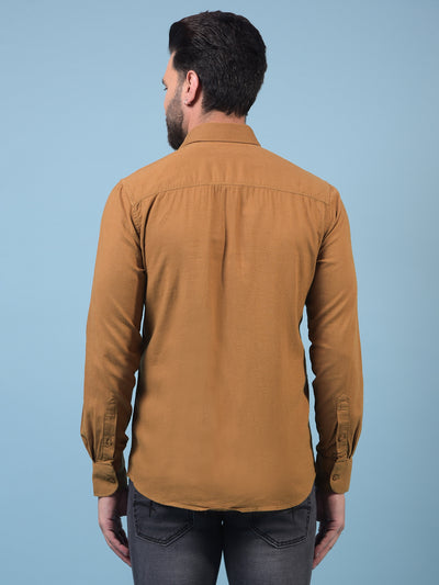 Men's Brown Linen Shirt-Men Shirts-Crimsoune Club