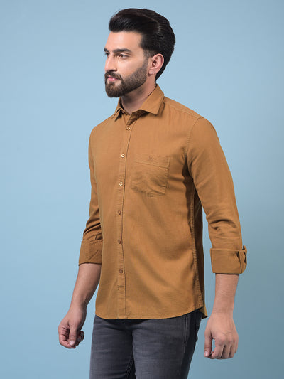 Men's Brown Linen Shirt-Men Shirts-Crimsoune Club