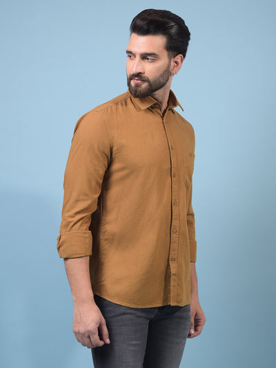 Men's Brown Linen Shirt-Men Shirts-Crimsoune Club