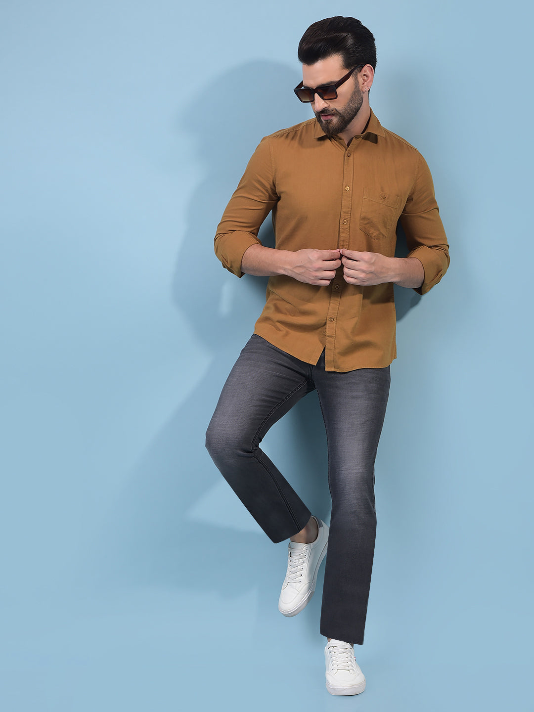 Men's Brown Linen Shirt-Men Shirts-Crimsoune Club