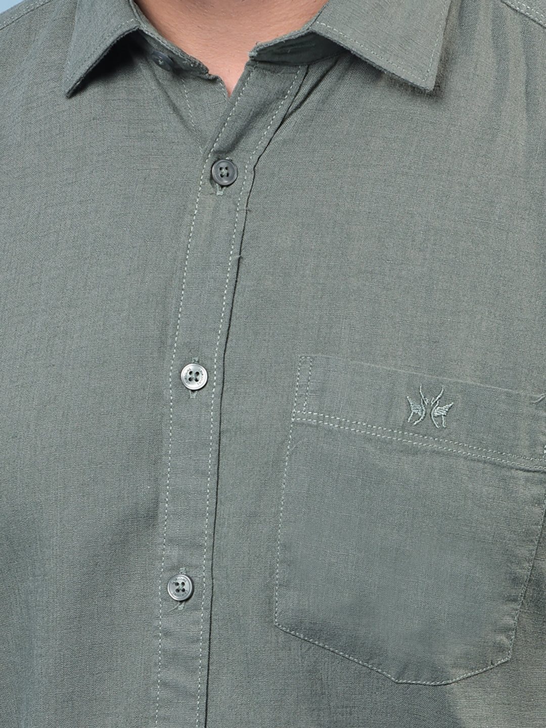 Men's Green Linen Shirt-Men Shirts-Crimsoune Club
