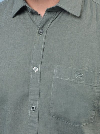Men's Green Linen Shirt-Men Shirts-Crimsoune Club