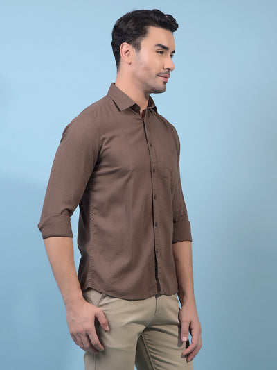 Men's Brown Linen Shirt-Men Shirts-Crimsoune Club