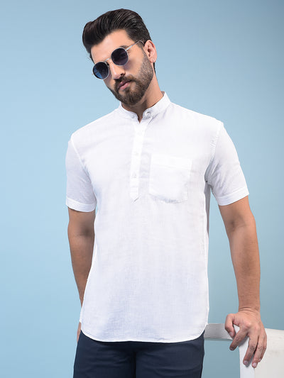 White Linen Kurta-Men Kurtas-Crimsoune Club
