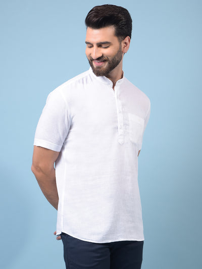 White Linen Kurta-Men Kurtas-Crimsoune Club