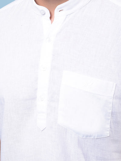 White Linen Kurta-Men Kurtas-Crimsoune Club