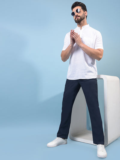 White Linen Kurta-Men Kurtas-Crimsoune Club