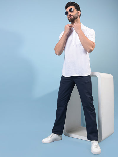 White Linen Kurta-Men Kurtas-Crimsoune Club