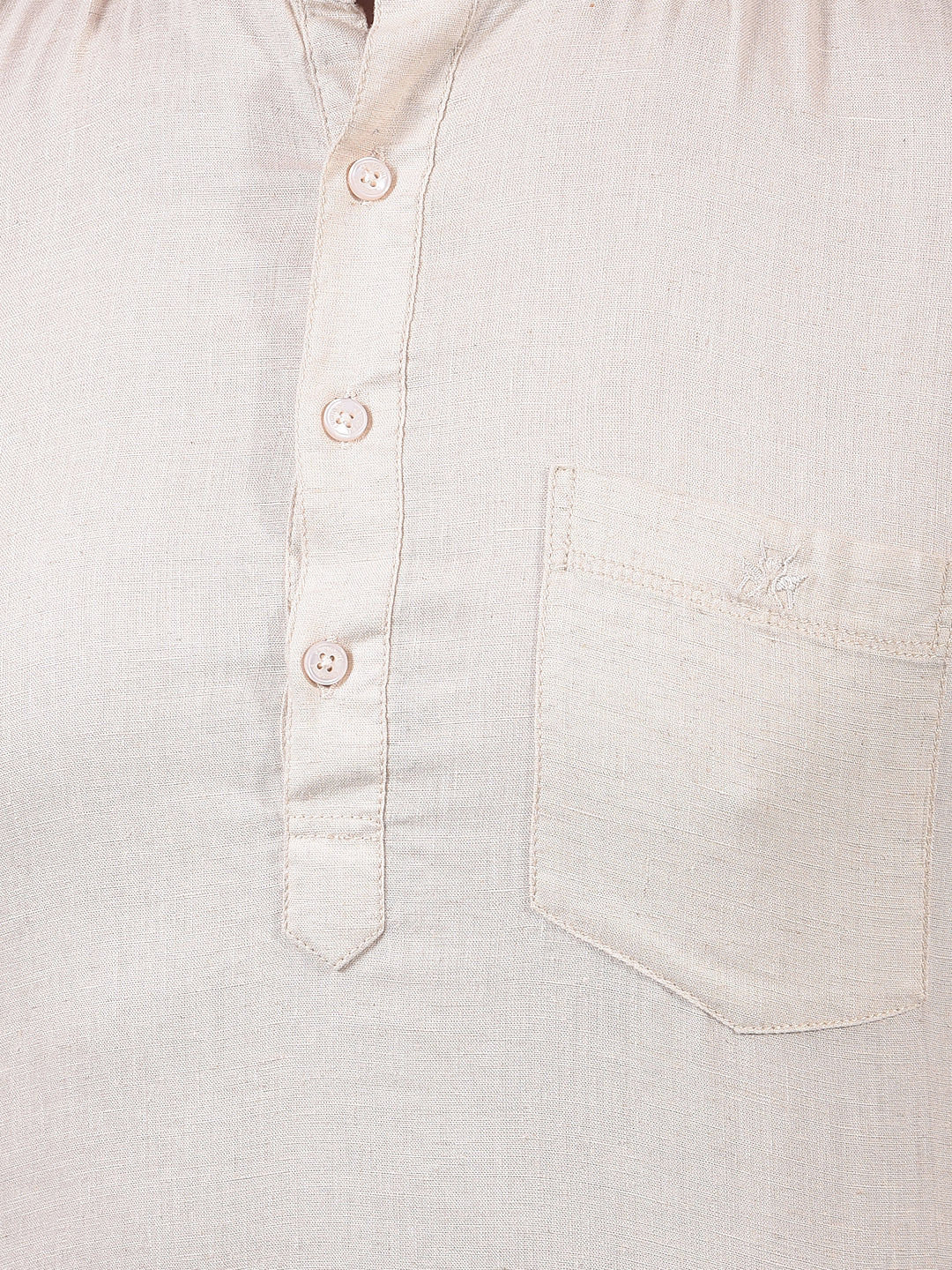 Beige Linen Kurta-Men Kurtas-Crimsoune Club
