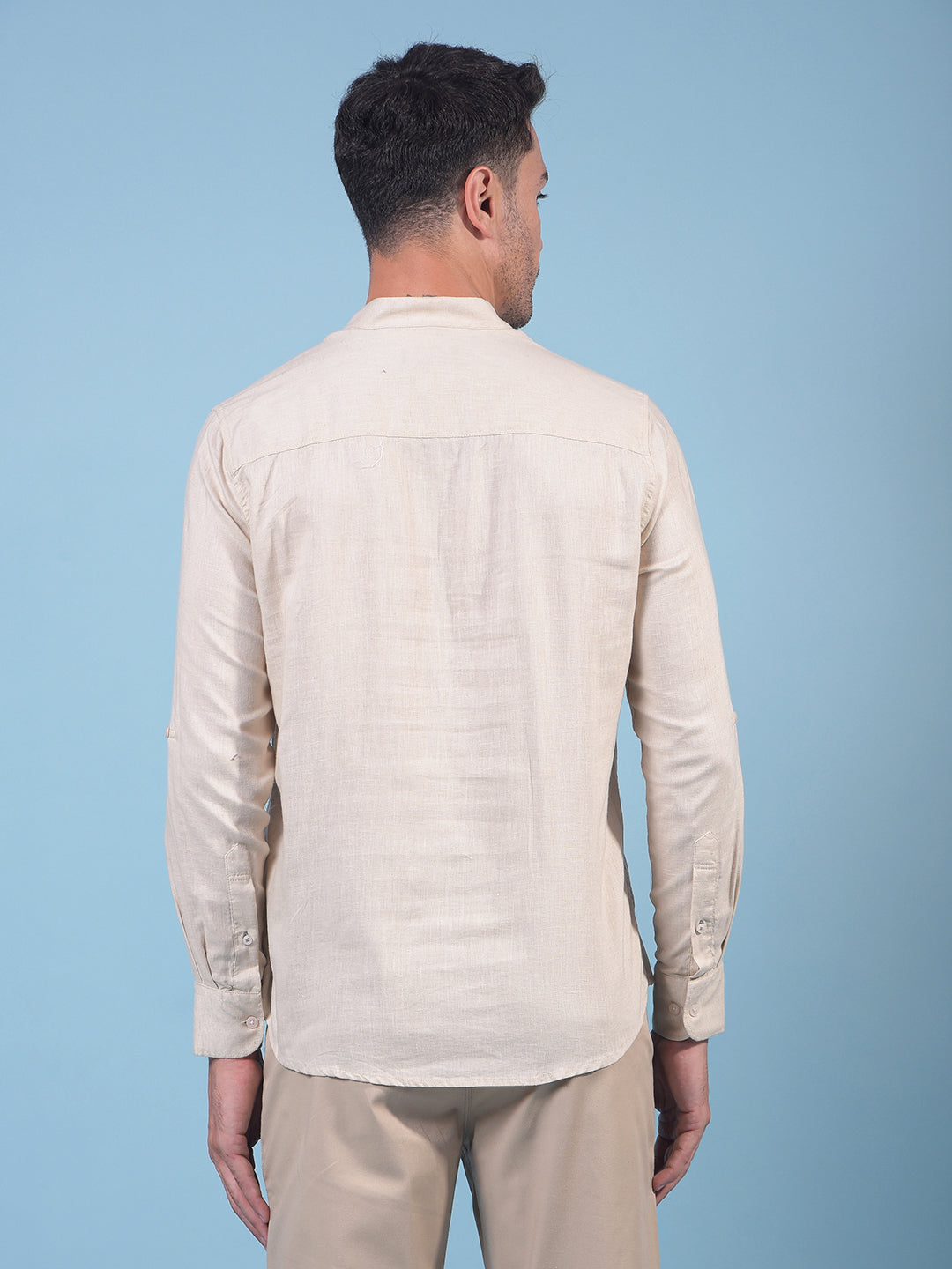 Beige Linen Kurta-Men Kurtas-Crimsoune Club