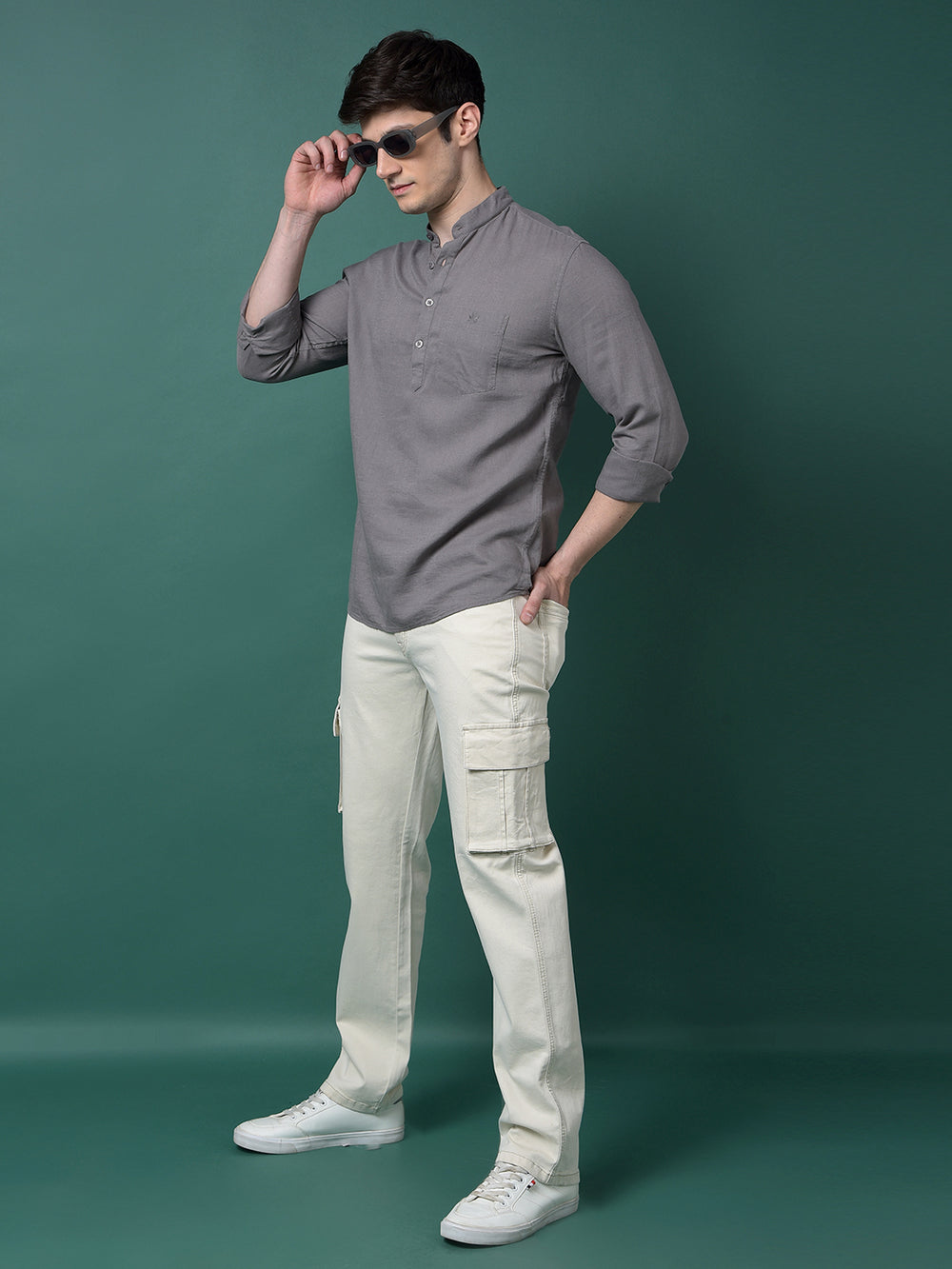 Grey Linen Kurta-Men Kurtas-Crimsoune Club