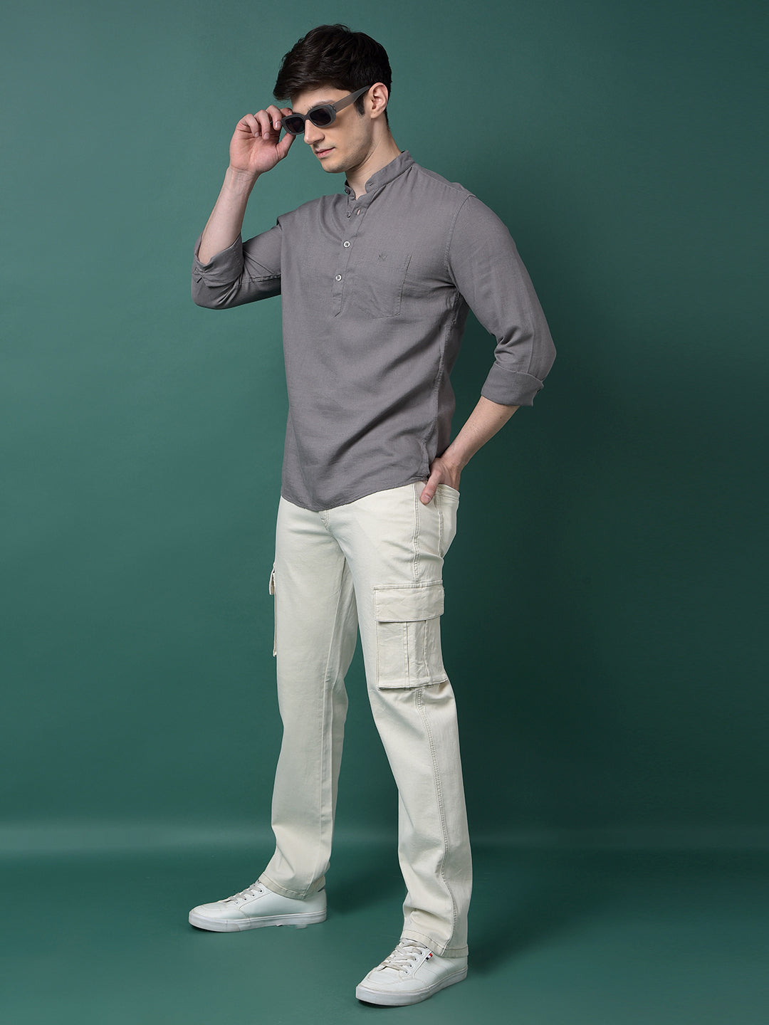 Grey Linen Kurta-Men Kurtas-Crimsoune Club