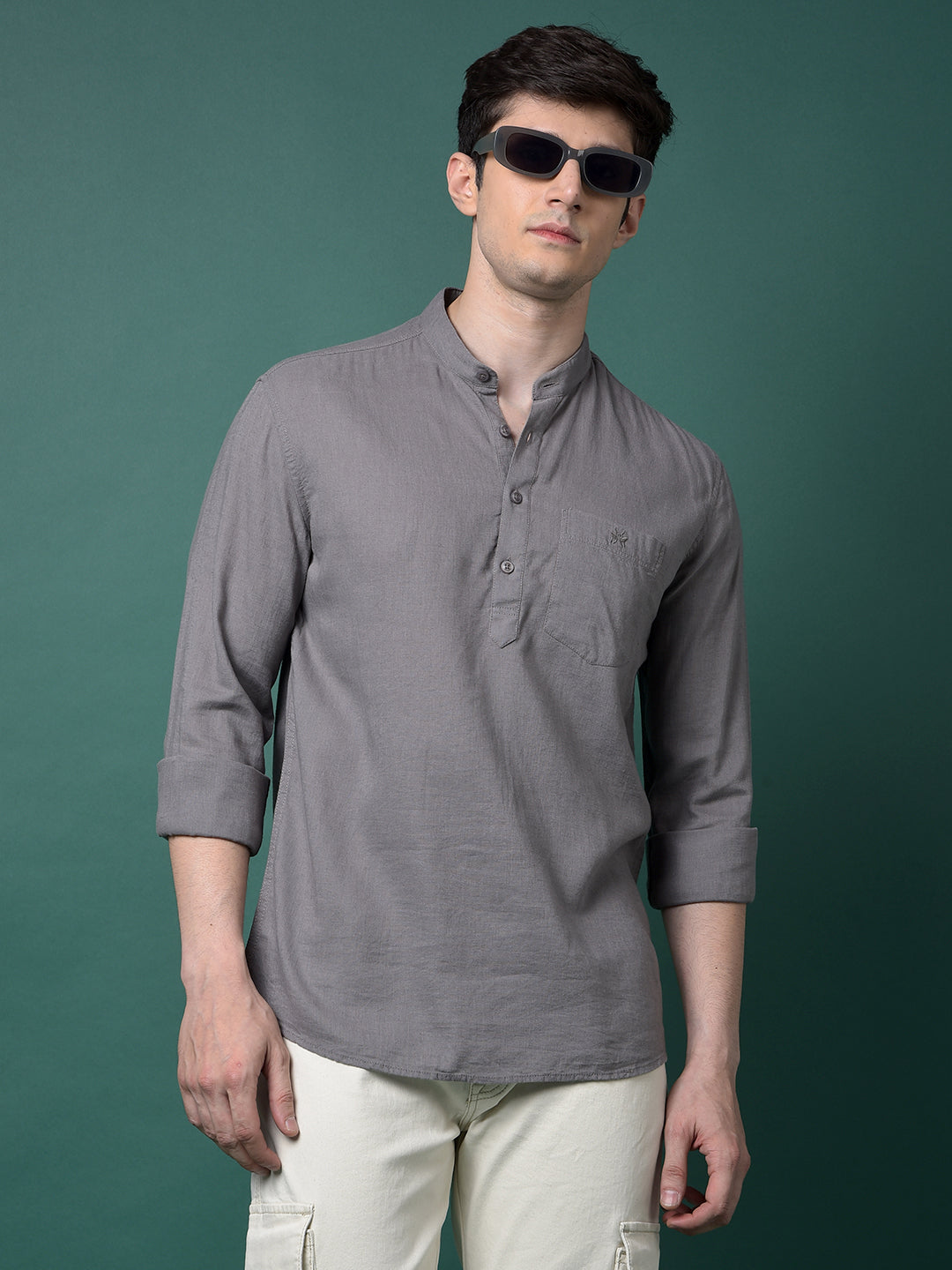 Grey Linen Kurta-Men Kurtas-Crimsoune Club